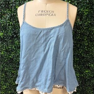 Life In Progress - Light Blue Lace-Trim Women's Camisole Tank Top